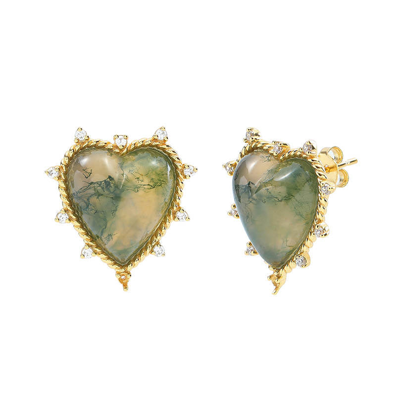 Arete de corazón verde