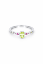 Anillo verde y plata