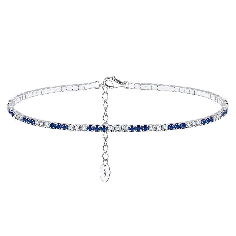 Ankle bracelet blue and silver