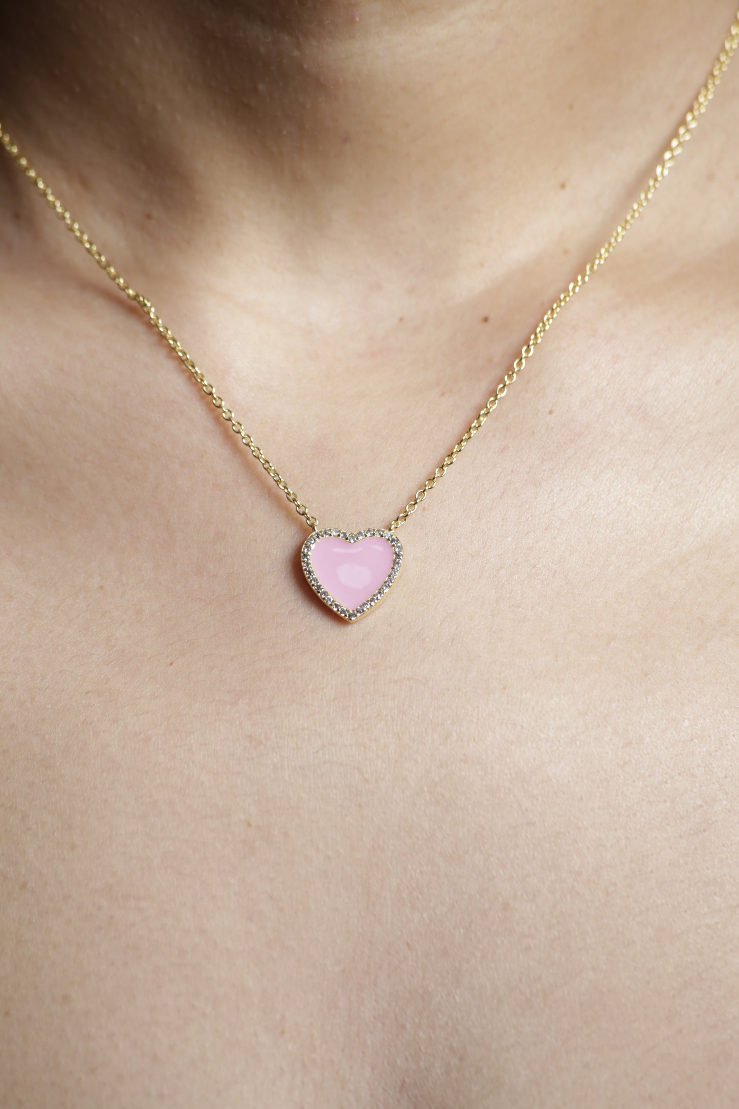 Pink heart necklace