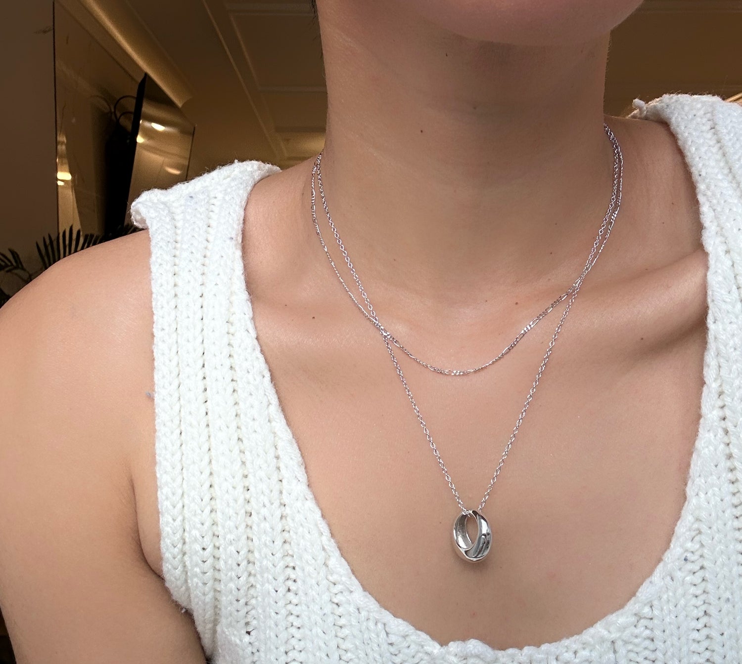 Silver doble necklace