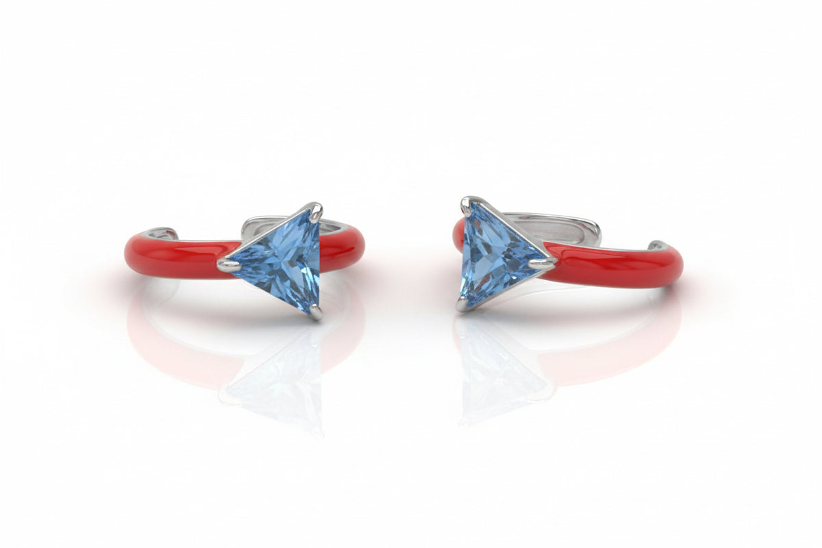 Ear cuff rojo y azul