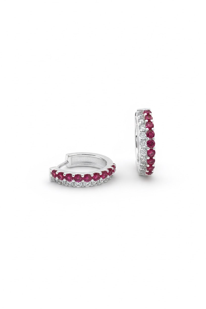 Burgundy Silver Hoops