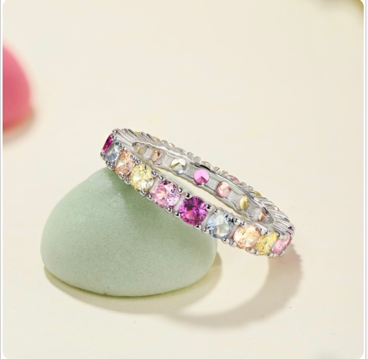 Multicolor elegant ring silver