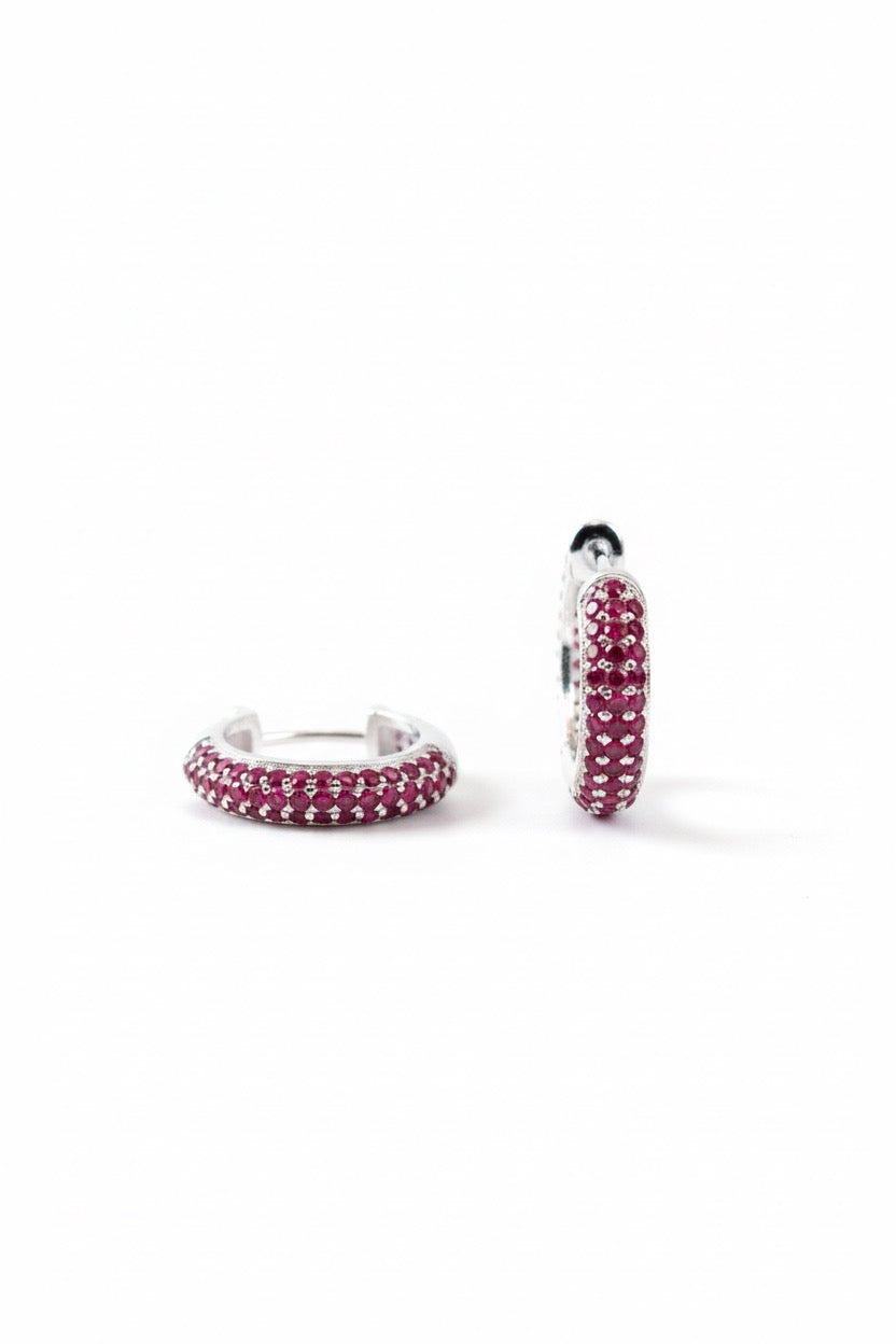 Silver and burgundy hoops