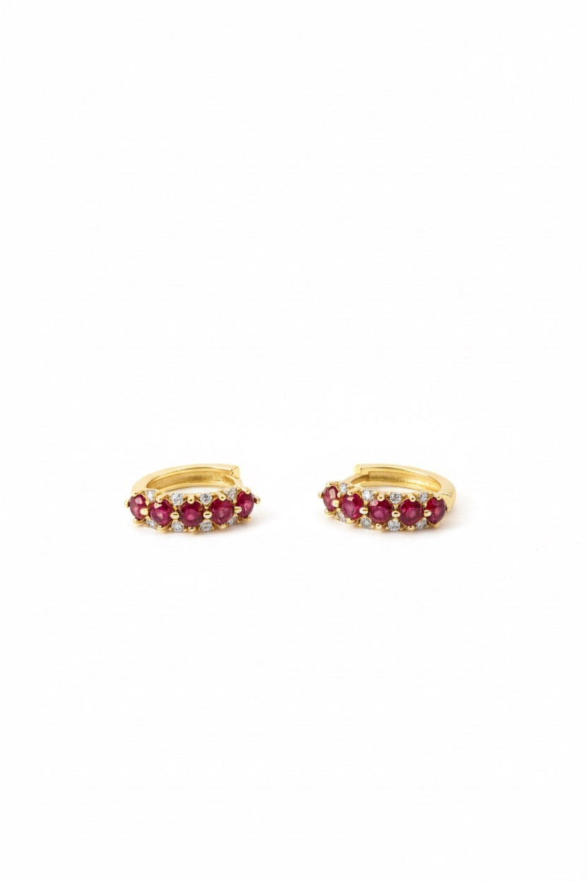 Angela Burgundy Gold Hoops