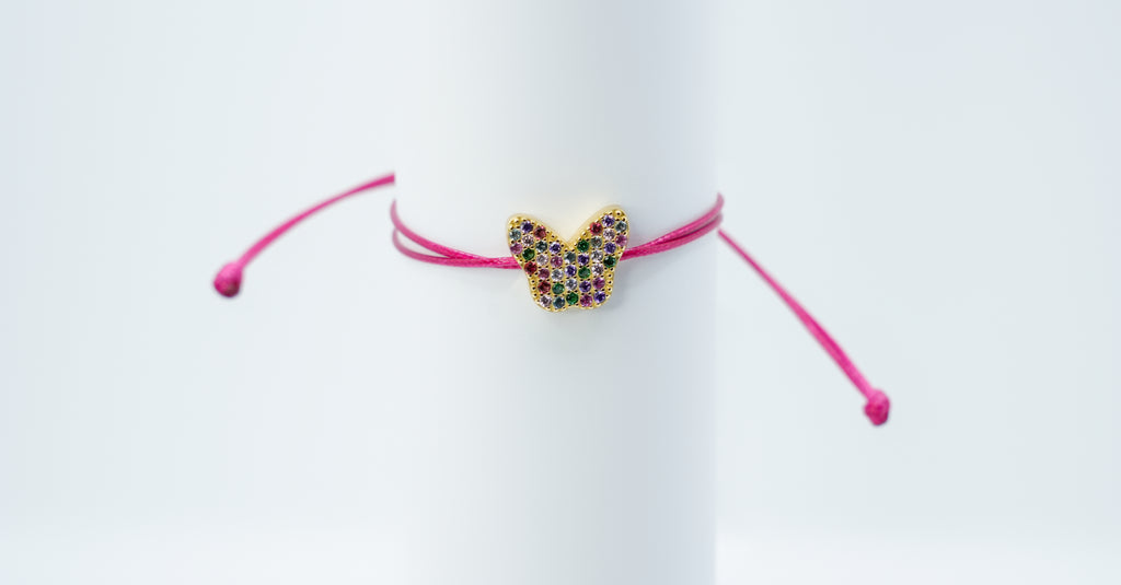 Pulsera rosa mariposa