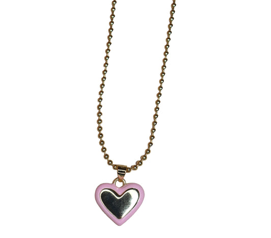 Heart pink and gold necklace