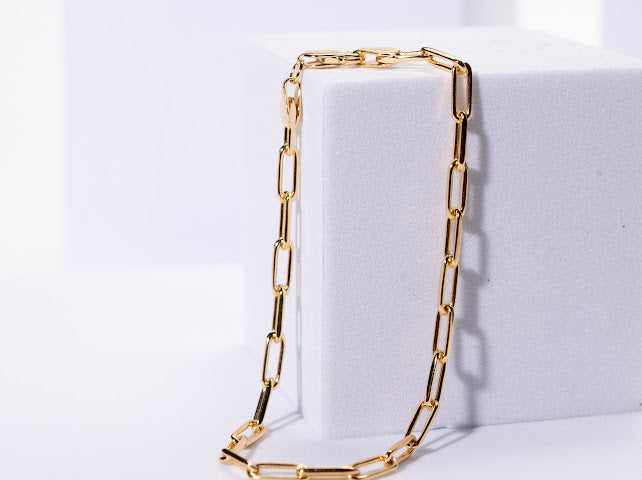 Paper clip ankle bracelet