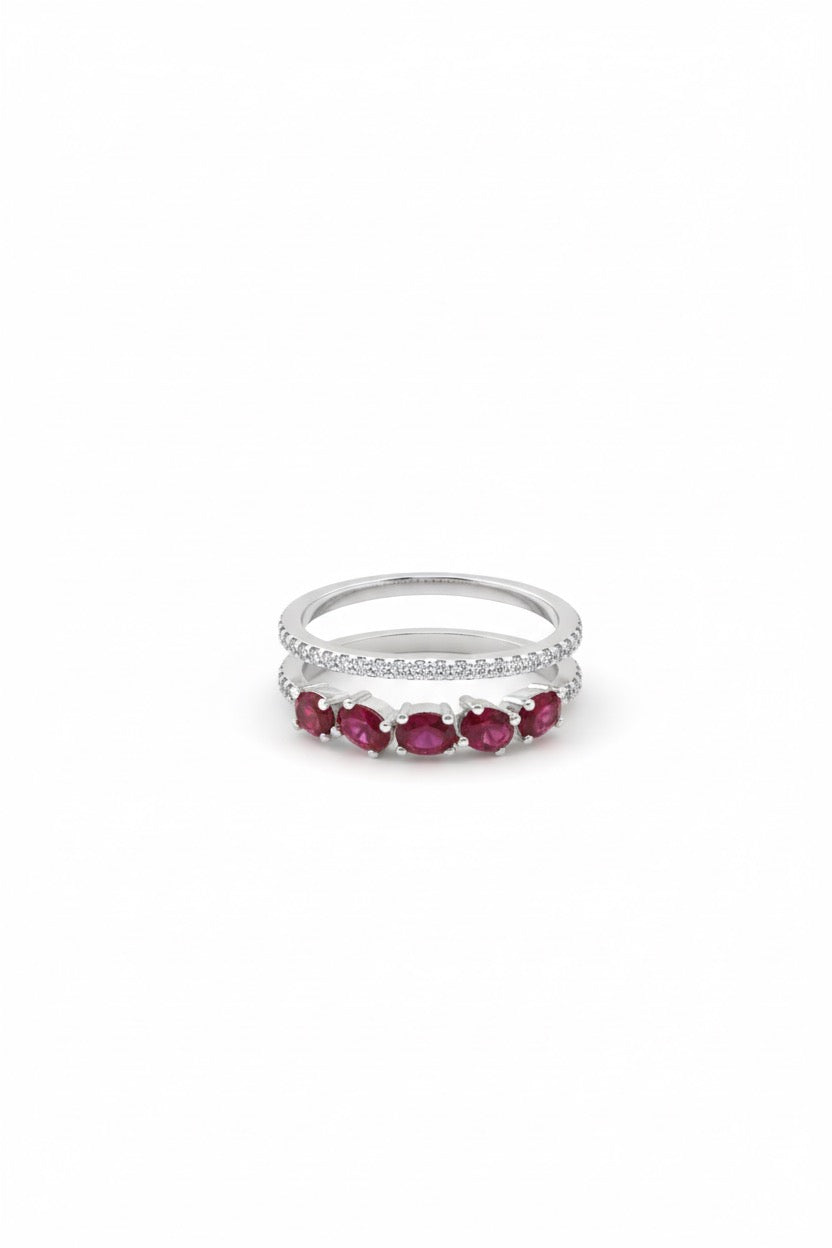 Aura burgundy ring silver