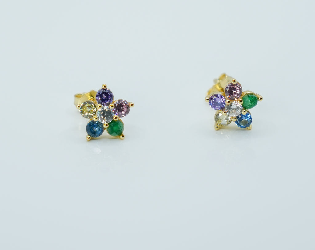 Pendientes de flores multicolor
