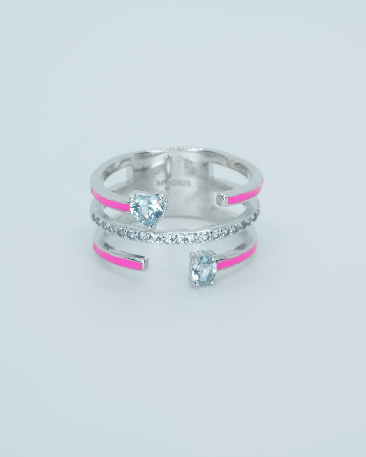 Anillo plateado y rosado