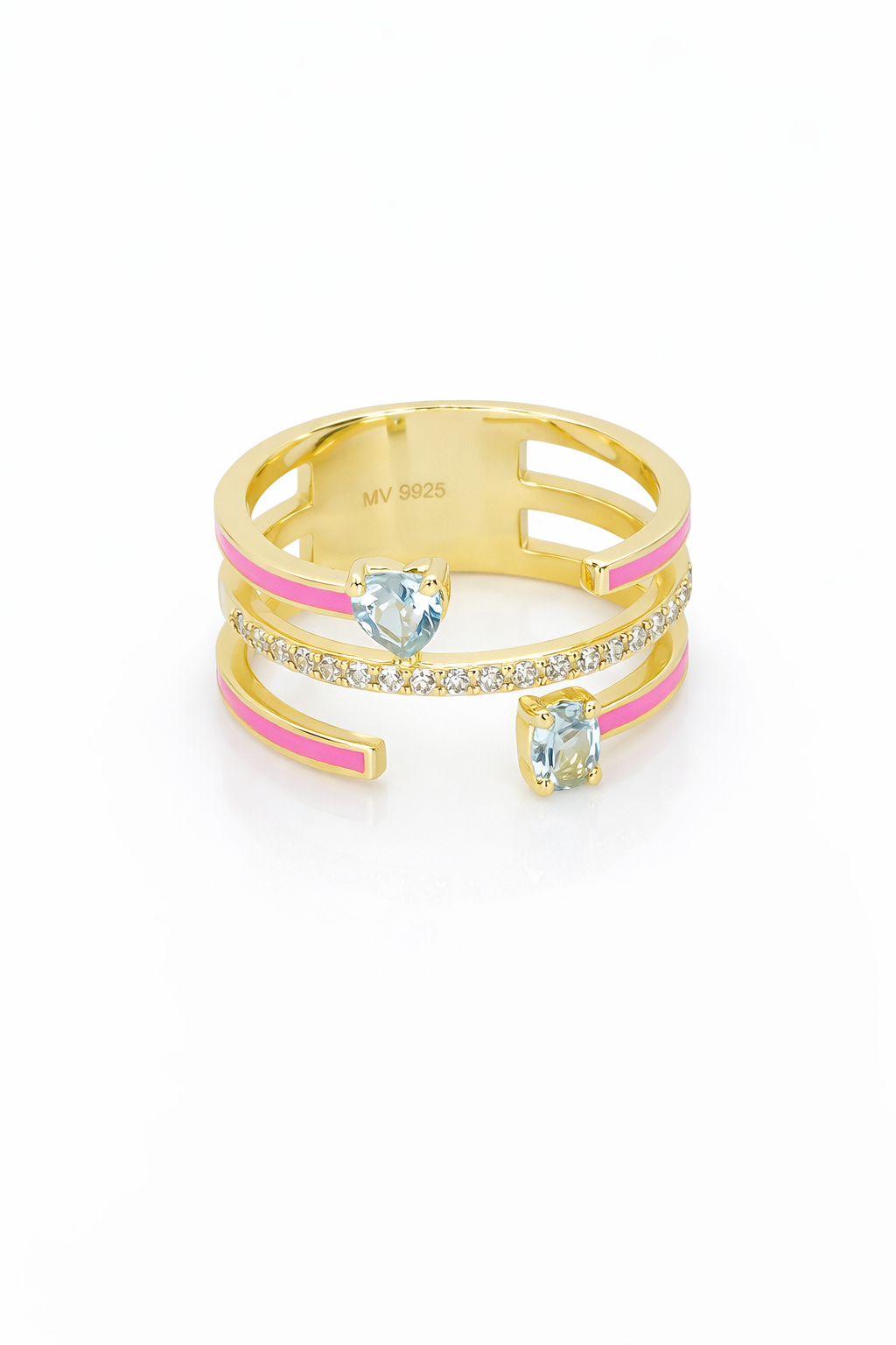 Anillo dorado y rosa