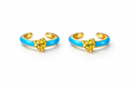 Ear cuff azul y amarillo