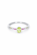 Anillo verde y plata