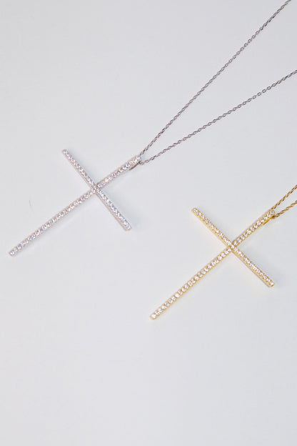 Big cross gold necklace